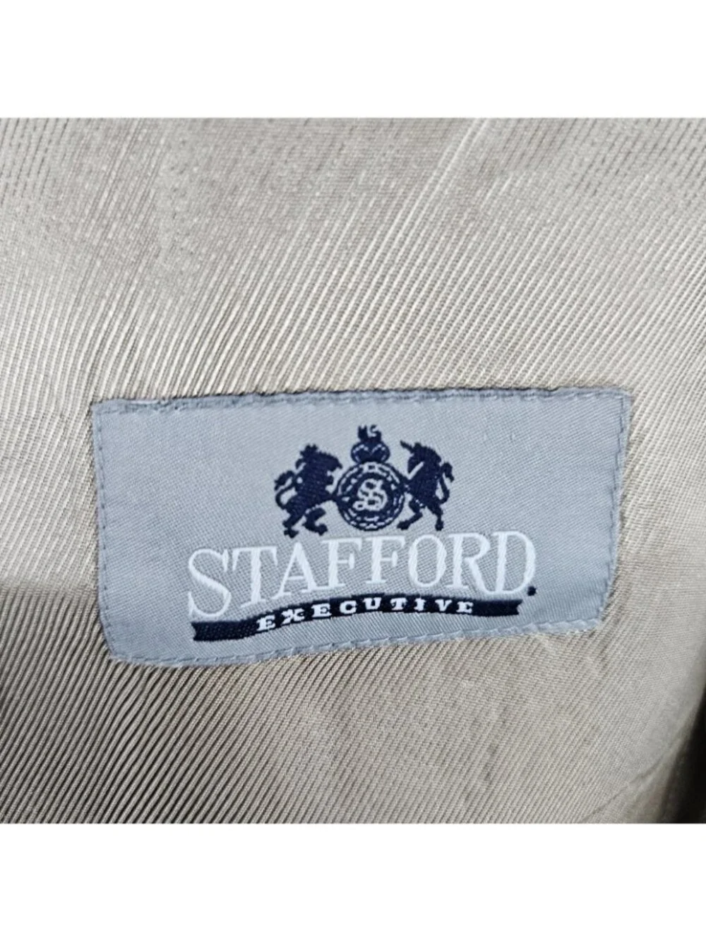 Stafford Beige Silk Wool Executive 3 Button Ventless Notch Blazer Sport Coat 42R